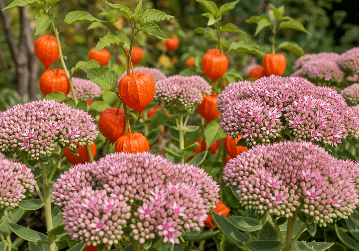 Miechunka i rozchodnik okazały — jesienni ogrodowi ulubieńcy owadów zapylających